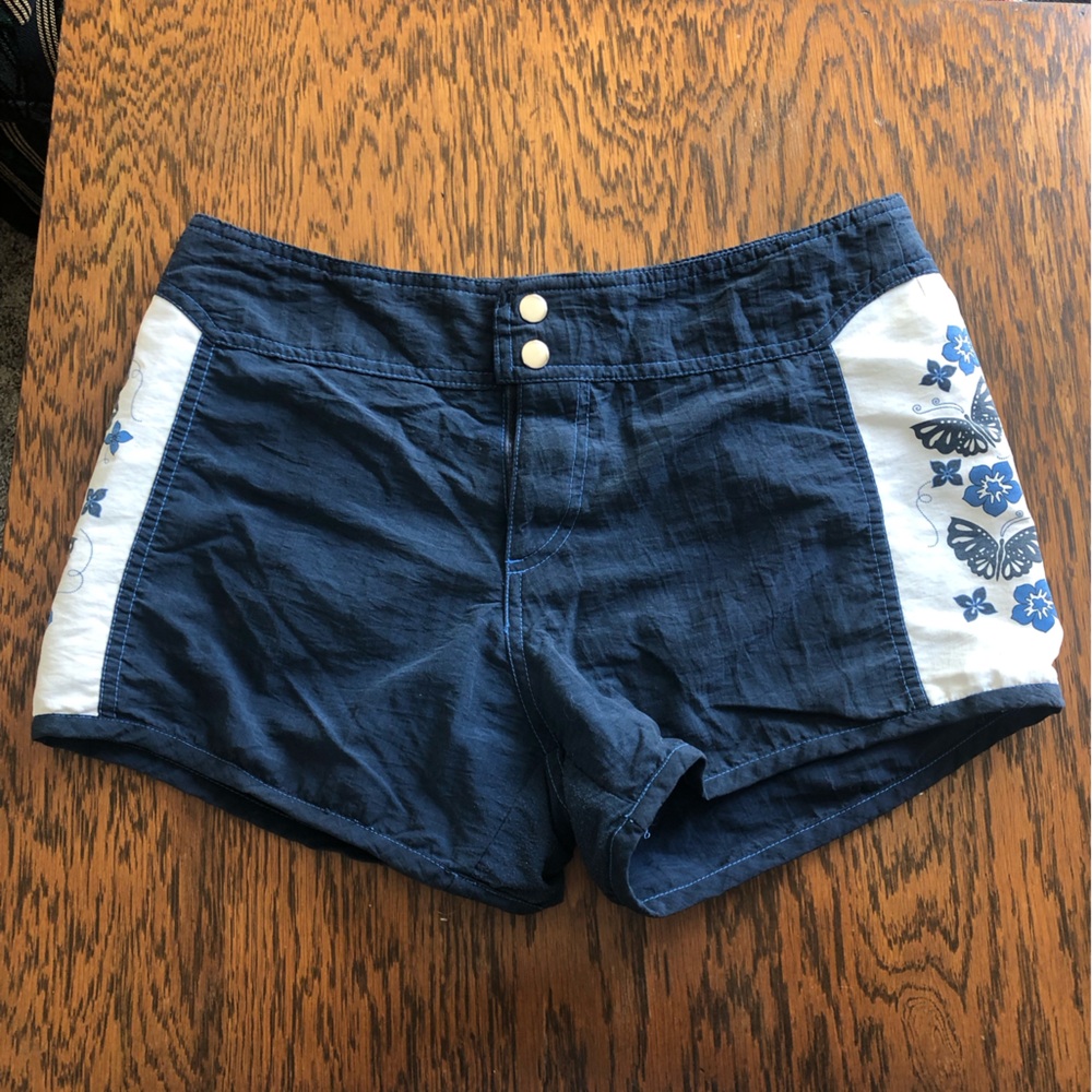 Y2K No Boundaries blue butterfly board shorts